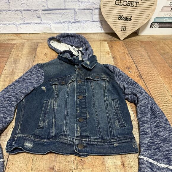 Free People Denim & Knit Hooded Jacket - size XS - Picture 14 of 15